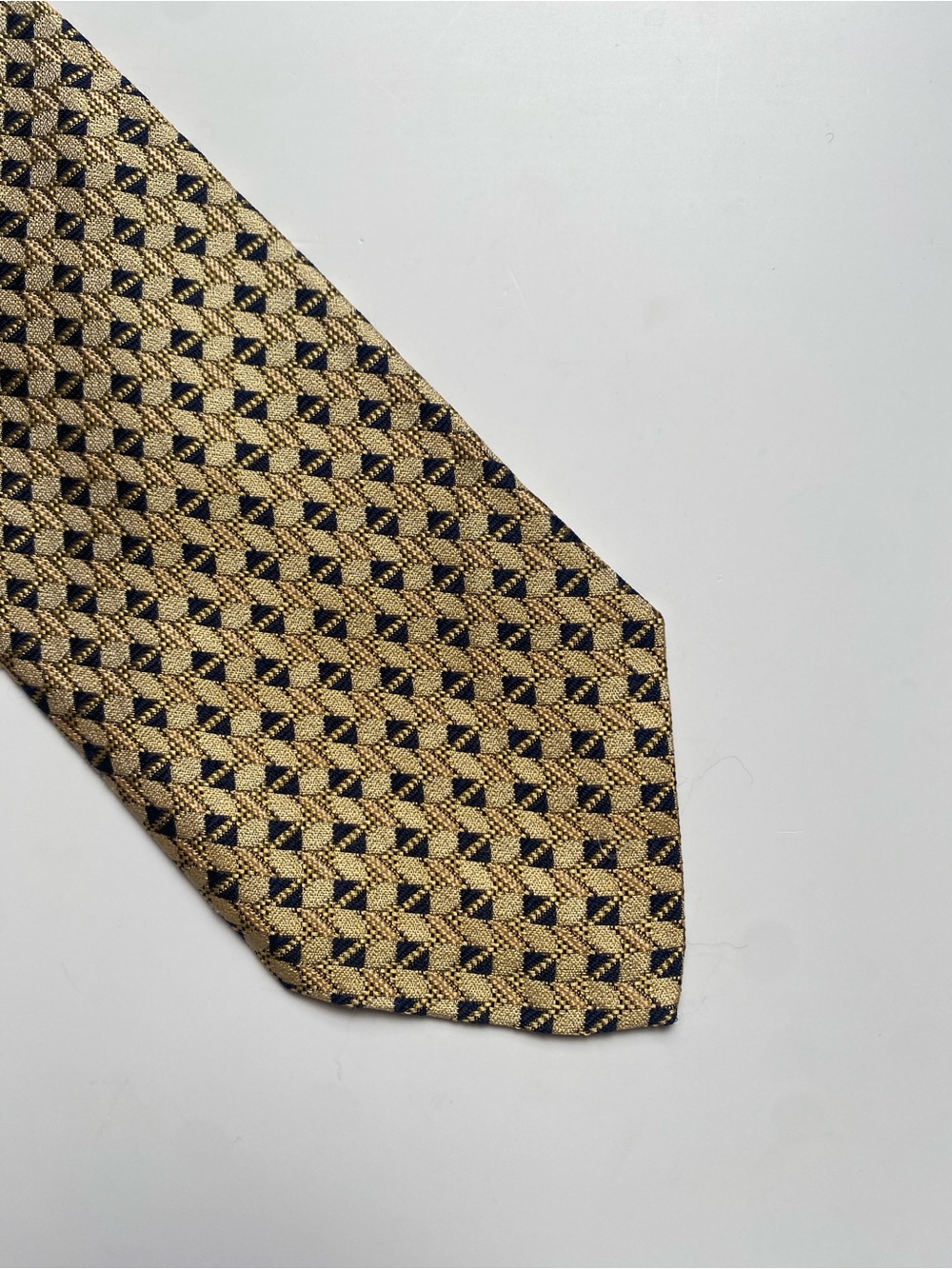 Robert Talbott Gold and Navy Geometric Silk Tie